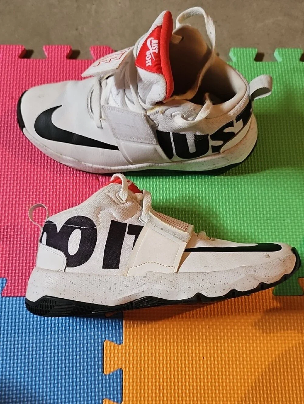Nike Kids White Sneakers with Red Accents
